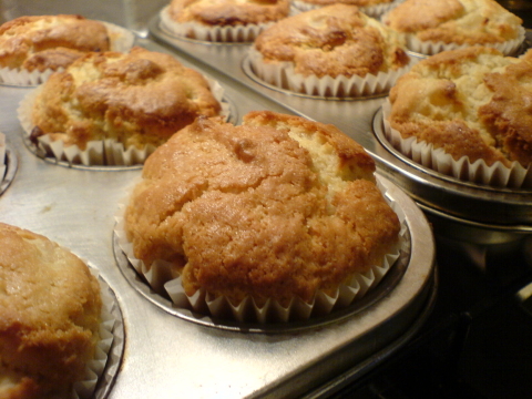 Closeup of a Pear & Advocaat Muffin