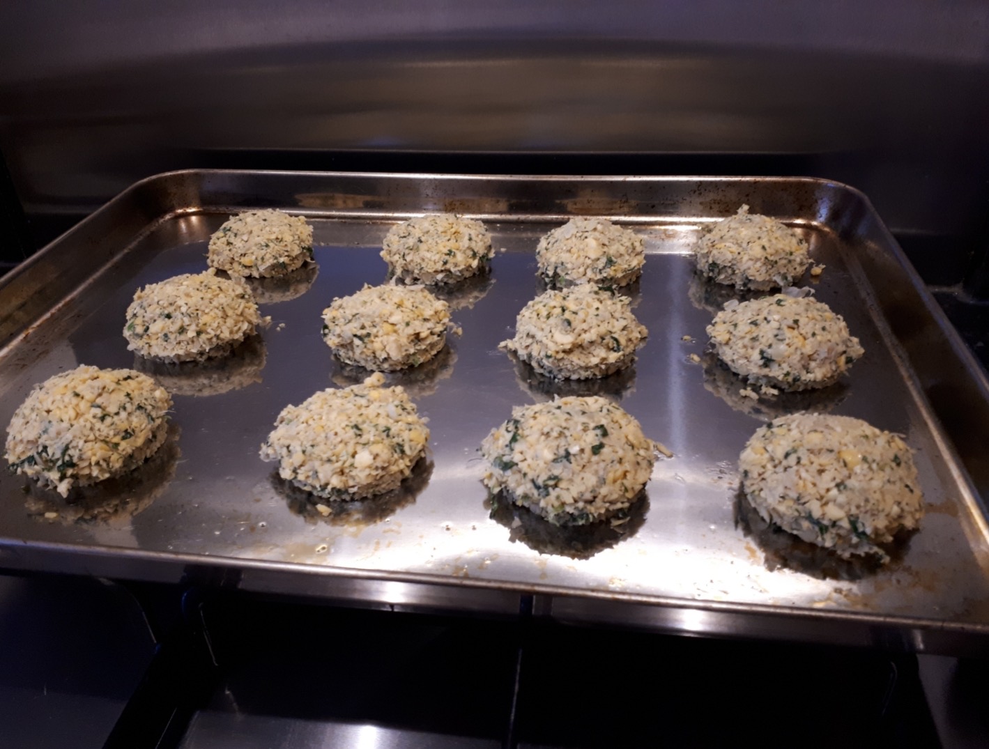 Falafel on an oven tray before baking