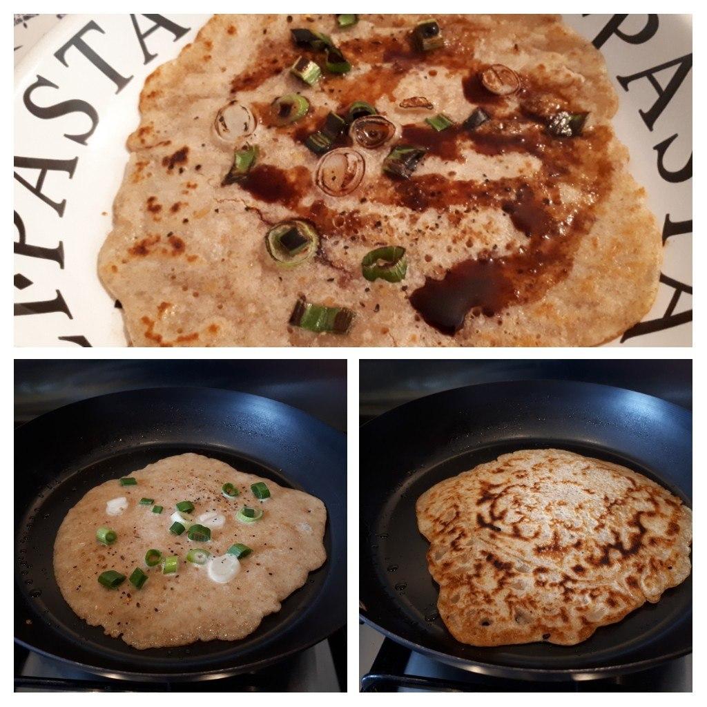 Photo montage of Sourdough Scallion Pancakes