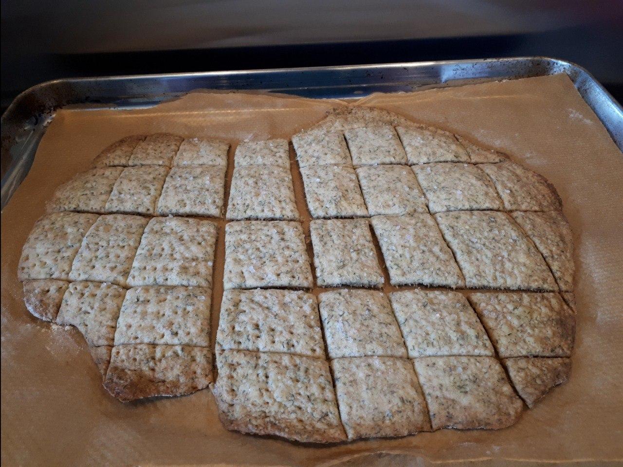 Sourdough Crackers on a baking tray