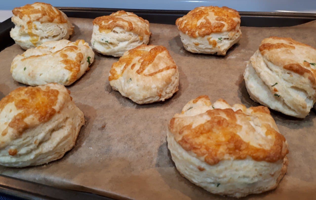 Sourdough Cheese Biscuits on a baking tray